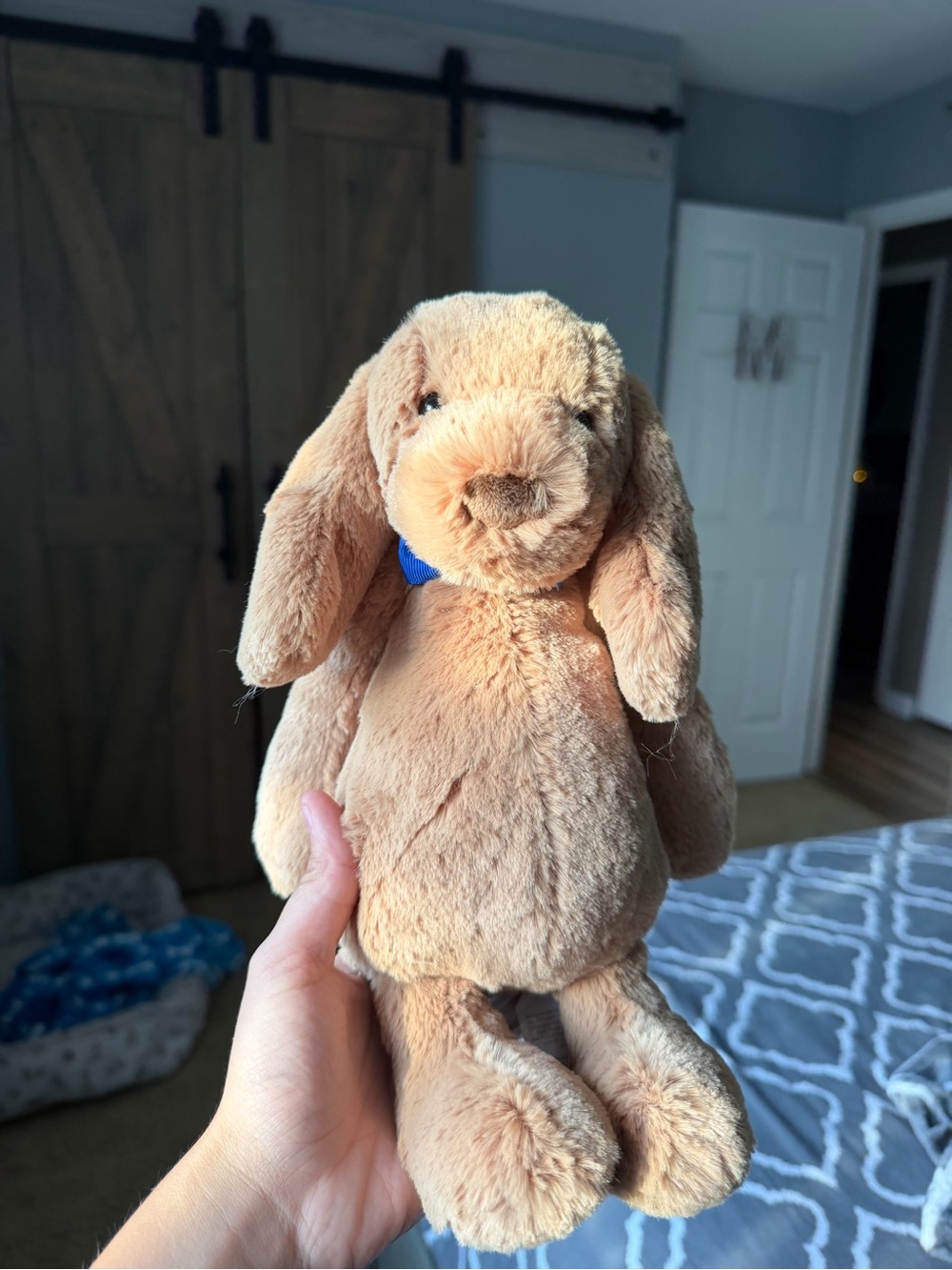 BNWT Toffee Puppy Jellycat with Blue Bow